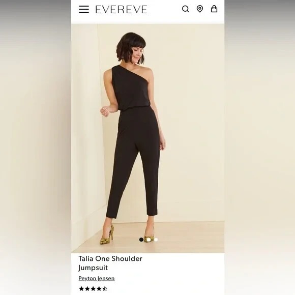Nwt Payton Jensen Talia One Shoulder Jumpsuit Black Sz Medium Evereve
